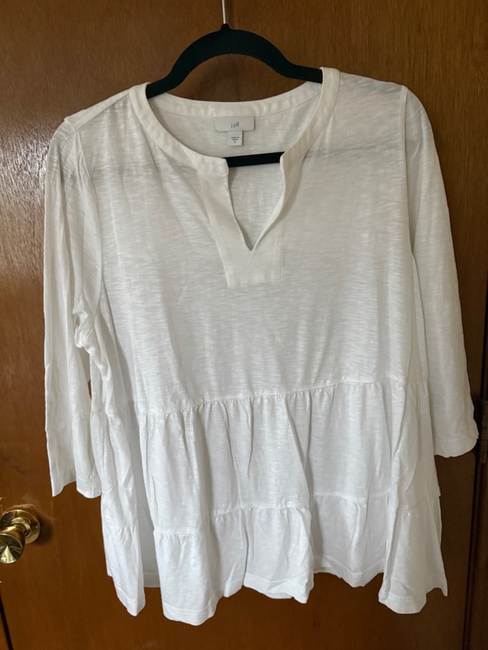 J. Jill White Tiered Split-Neck Tunic